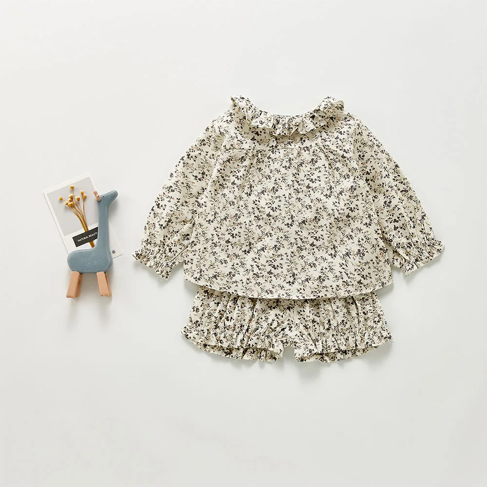 

Новинка 2022, весенне-осенний цветочный костюм для маленьких девочек, повседневный костюм для маленьких девочек, Топ с длинным рукавом + штаны...