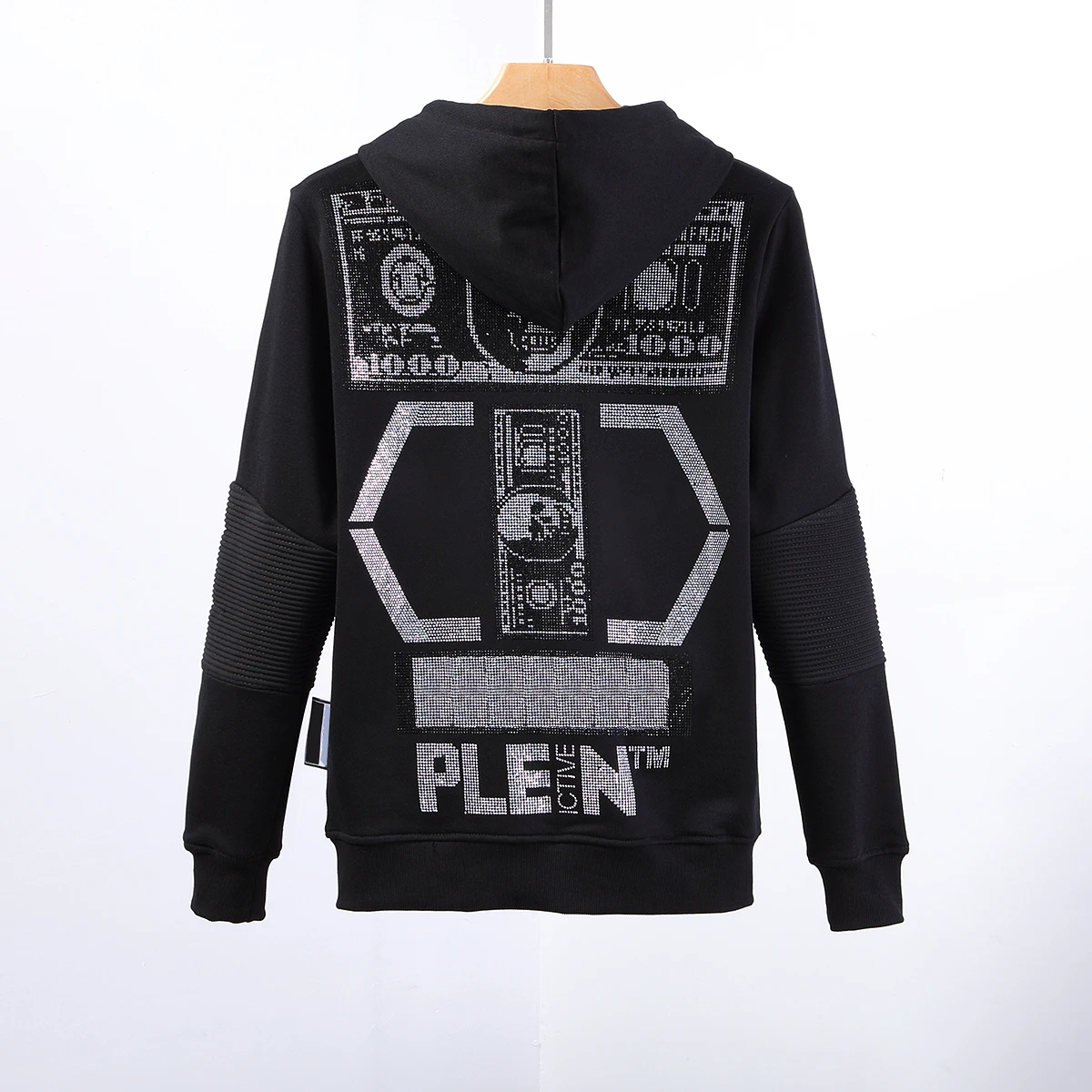 

2022 Top brand men's cotton coin letter diamond hooded sweater long-sleeved jacket patchwork fashion high street trend Europe