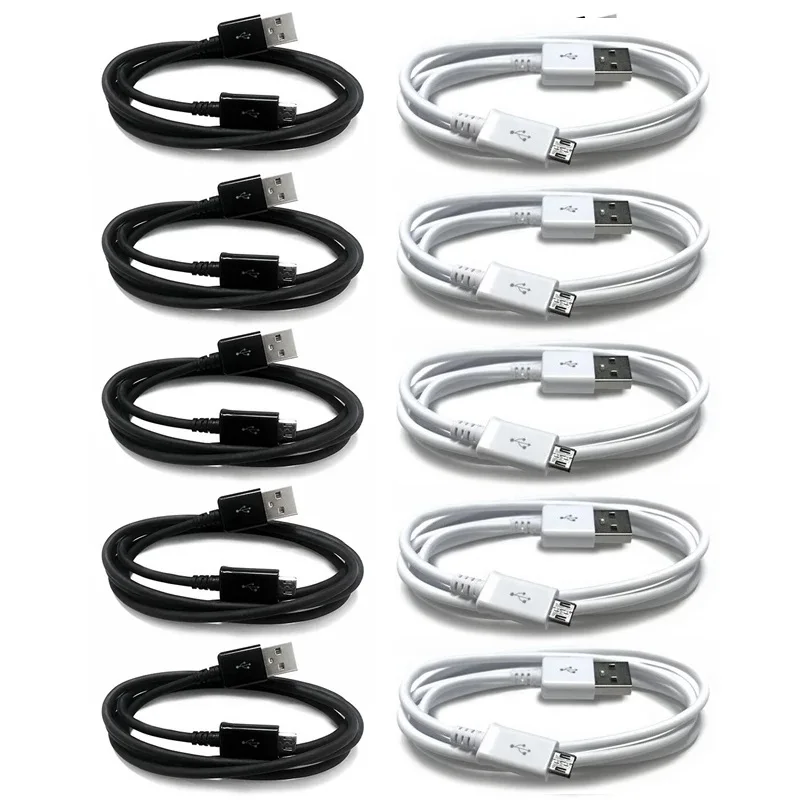 

100pcs/lot White Black Micro 5pin Usb Data Sync Charging Cable OD3.8 Cables For Samsung s6 s7 edge note 2 4 htc huawei lg 1m 3ft
