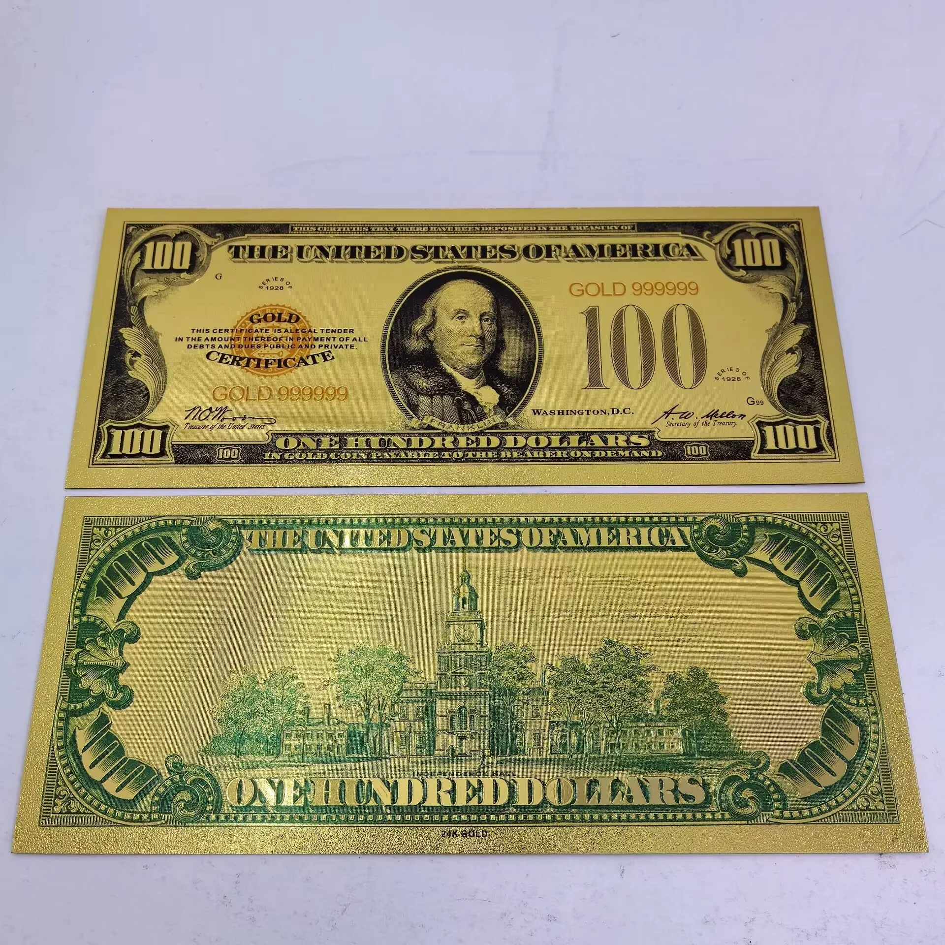 

Золотая позолоченная банкнота США 100 долларов