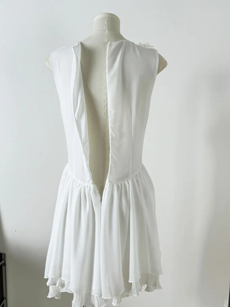 Женское платье-трапеция без рукавов элегантное белое платье во французском