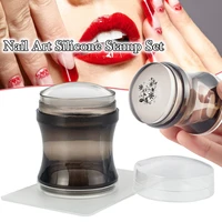 silicone nail stamper set transparent print head with scraper detachable stamping printer nail art stamp manicure tools