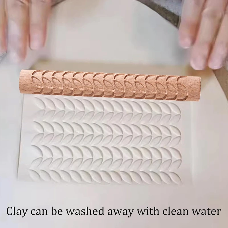 6 шт. ролики для моделирования глины текстурные 15X2 см деревянная ручка гончарные