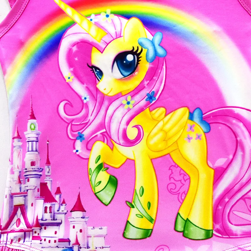 Новинка цельный бикини для маленьких девочек с принтом единорога платье