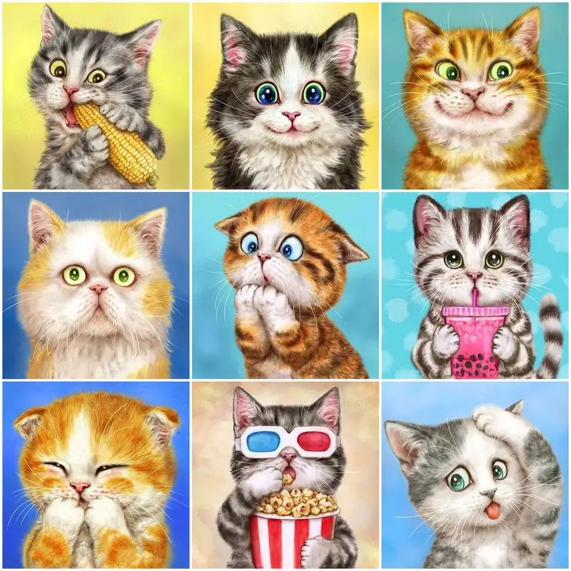 

Diy Oil Painting By Numbers Cat Animal Handmade Art Wall Bedroom Living Room Home Decor Kids Room Decoration Unique Gift