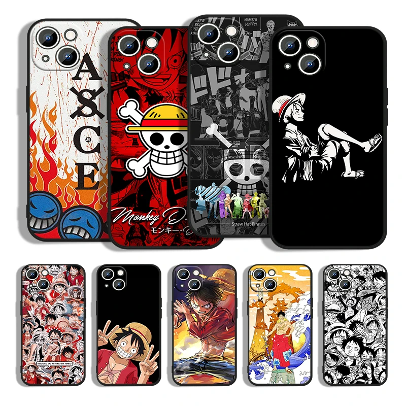 

Anime One Piece For Apple iPhone 13 12 11 Pro Max mini XS XR X 8 7 6S 6 5 Plus Black Silicone Soft Phone Case Cover