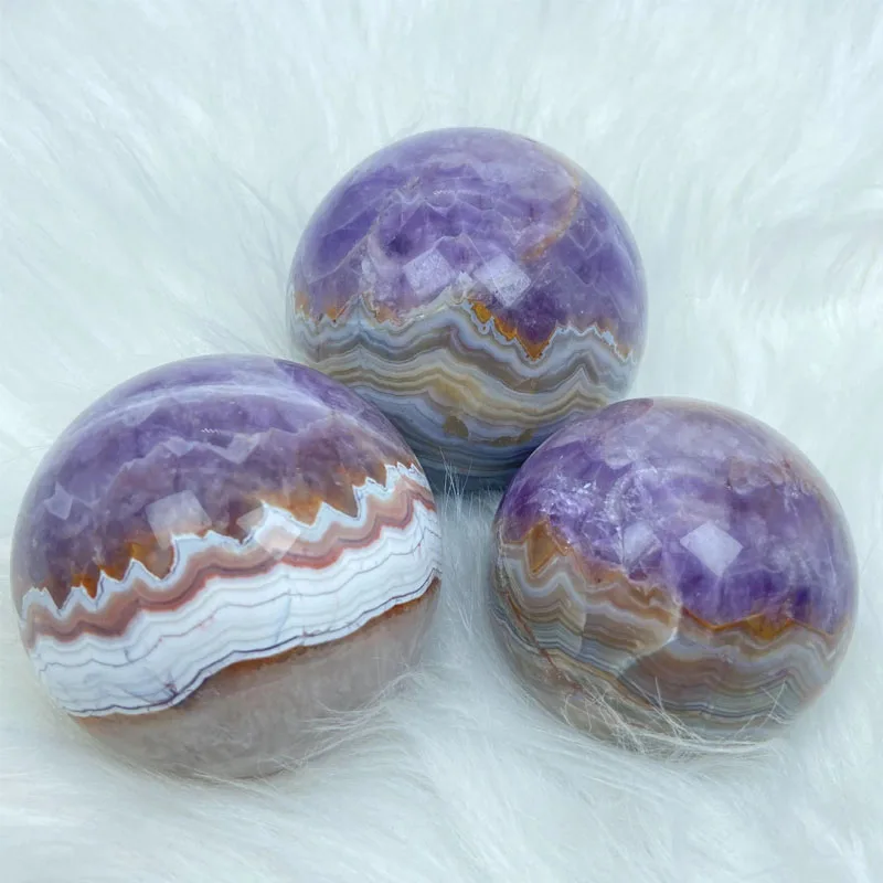 Натуральный аметист кальцит камень сфера скульптура без подставки натуральный