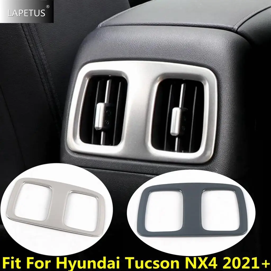 

Car Accessories Rear Armrest Box Air AC Outlet Vent Frame Decor Cover Trim For Hyundai Tucson NX4 2021-2023 Stainless Steel