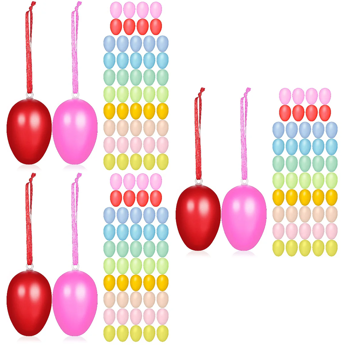 

150 Pcs DIY Painting Hanging Decorations Basket Fillers Easter Eggs with Lanyards Fake Eggs Fake Easter Eggs