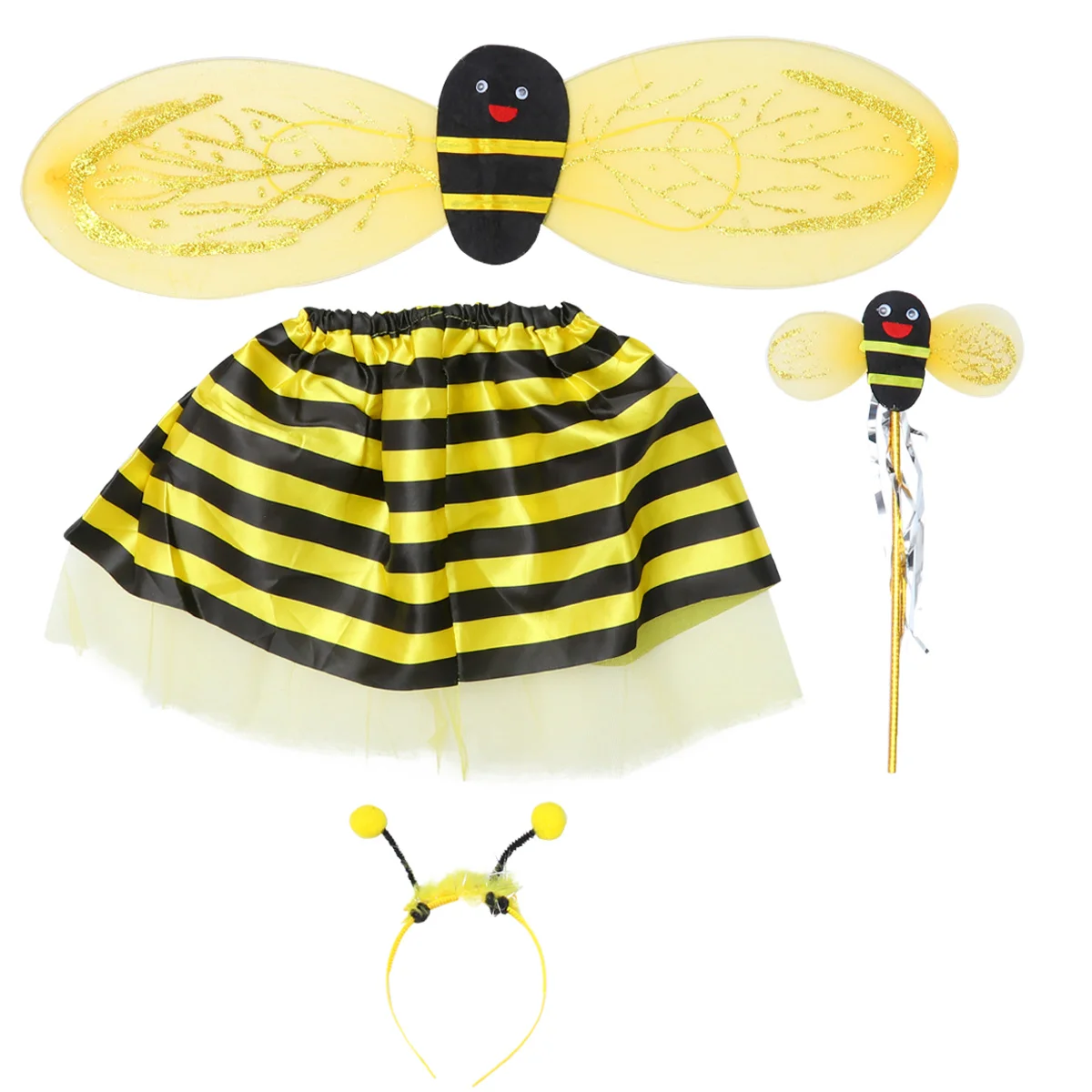 

Yellow Toddler Girl Bumble Tutu Wand Costume Dress Set Tutu Skirt for Kids Toddler 1 Set Fairy wings Accessories