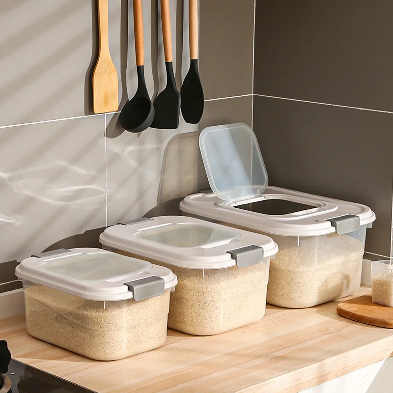 

Kitchen Rice Storage Container Insect-proof Moisture-proof Grain Storage Containers Plastic Containers with Lids Kitchen Items