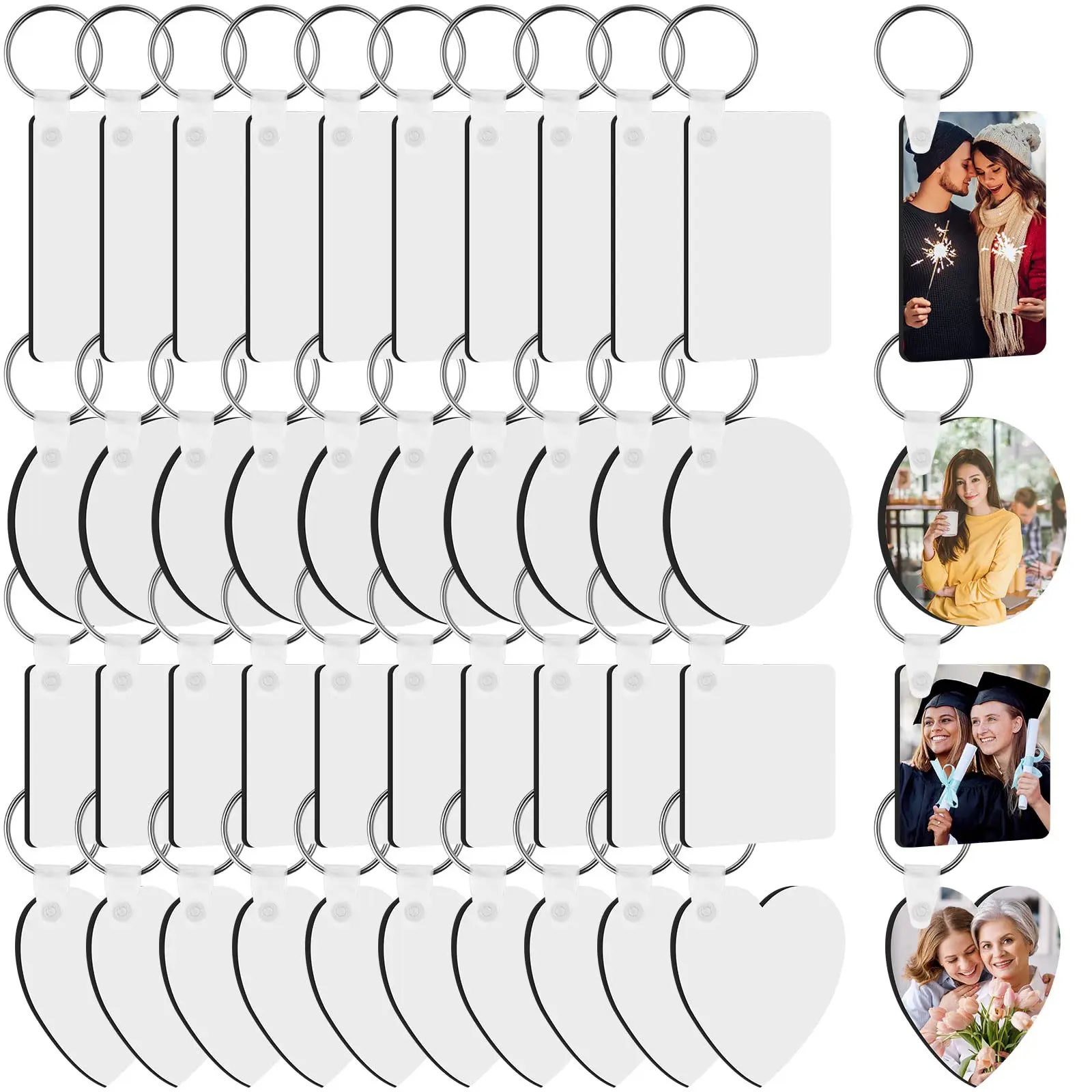 

120Pcs Double Sided Sublimation Keychain Heat Transfer DIY MDF Keychains Blanks Sublimation Key Chains for Christmas Graduation