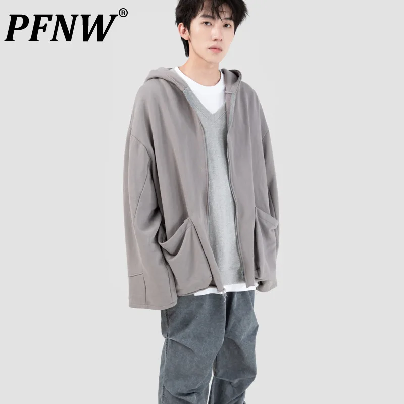 

PFNW Spring Autumn New Men's Niche Design Solid Color Hoodies Casual Loose Simple High-quality Zipper Hooded Coats 28A0160
