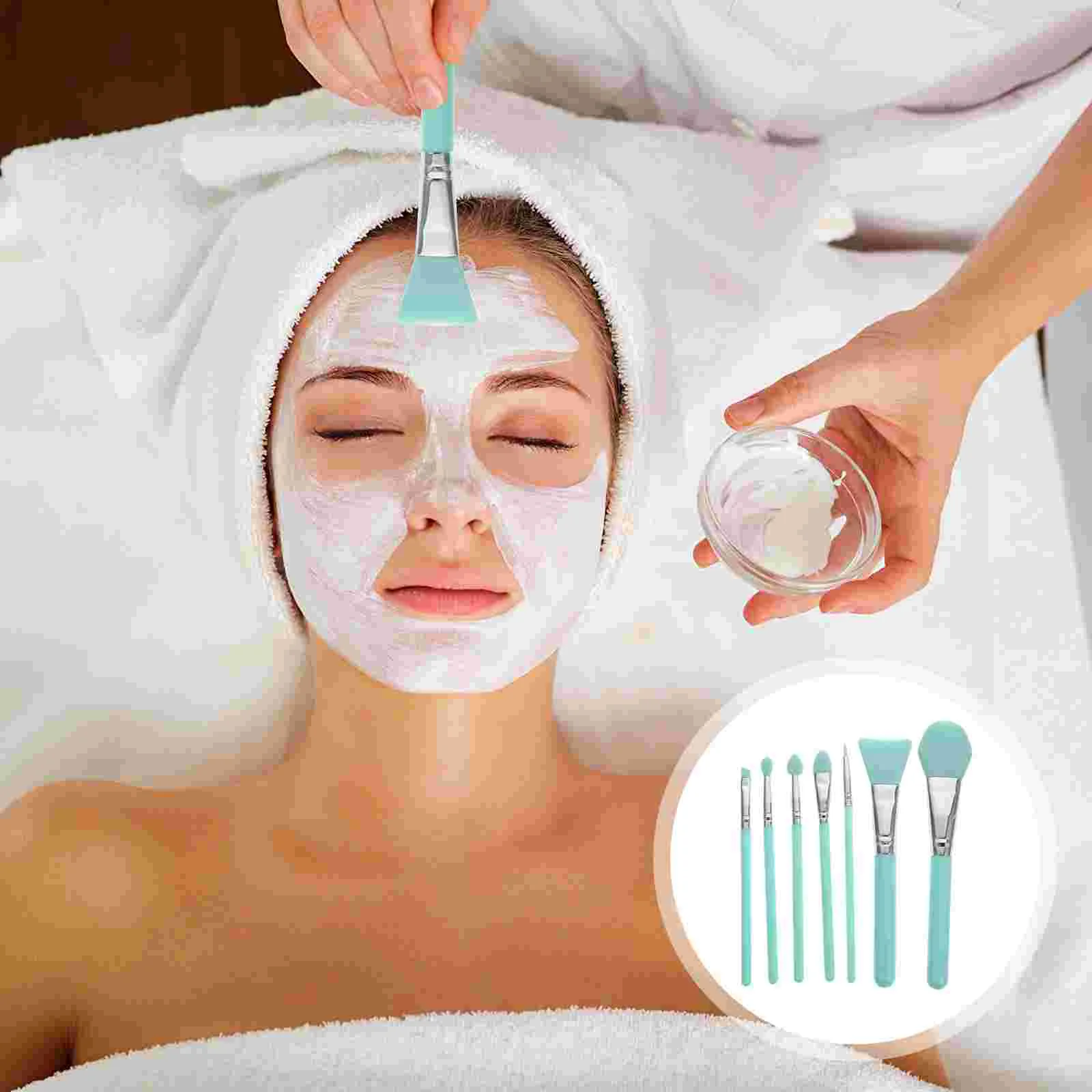 

7PCS/Set Plastic handle Makeup Brush Facial Mask Brush for Makeup Home Travelling