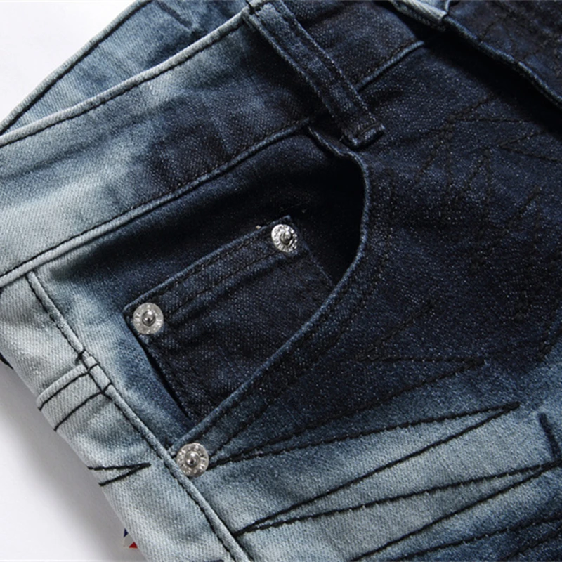 Новинка 2024 модные мужские джинсы с вышивкой в стиле панк рваные зауженные