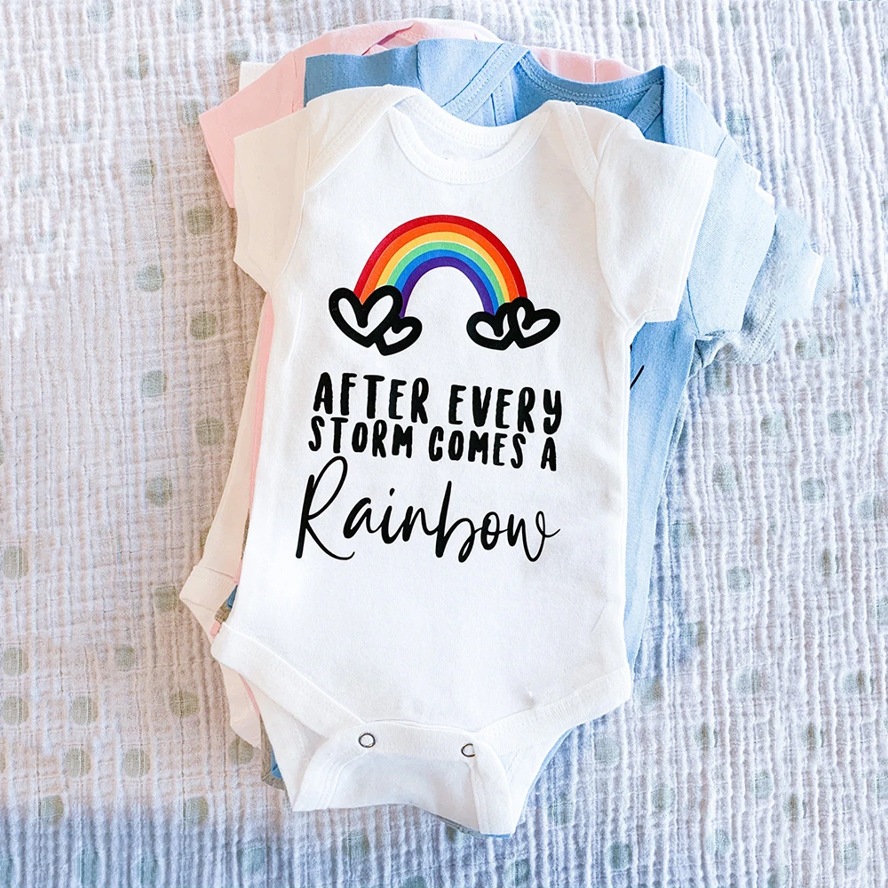 

After Every Storm Comes A Rainbow Baby Clothes Baby Rainbow Bodysuits Pregnancy Announcement Baby Girl Boy Clothes Fashion