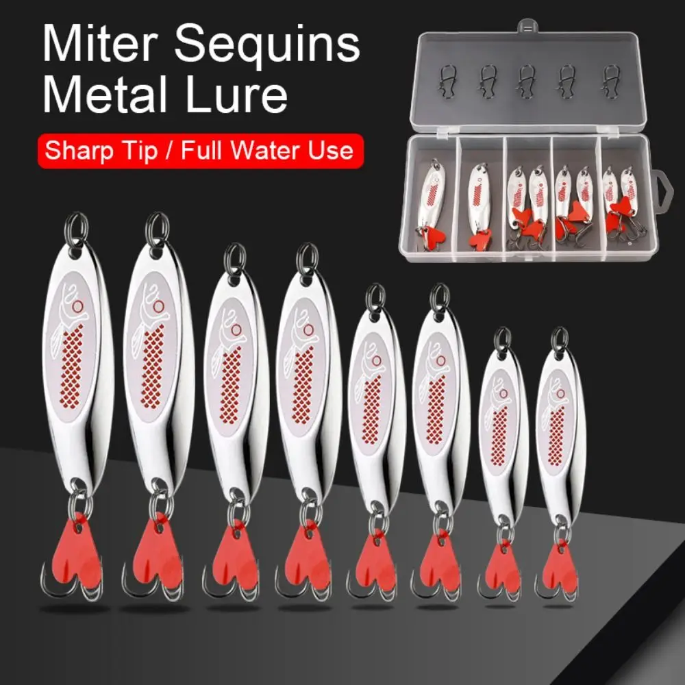 

8Pcs/Set Jigging Lure Miter Sequins Metal Lure Hard Bait Trout Bass Fishing Lure 7-18g Saltwater Spoon Spoon Lure