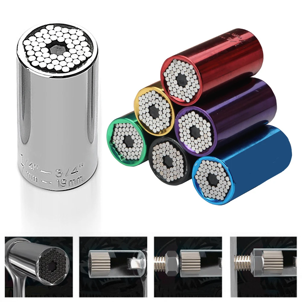 

7-19mm Universal Wrench Torque Head Set Socket Sleeve Ratchet 3/8 Bushing Spanner Magic Grip Tool Multifunction Socket Wrench