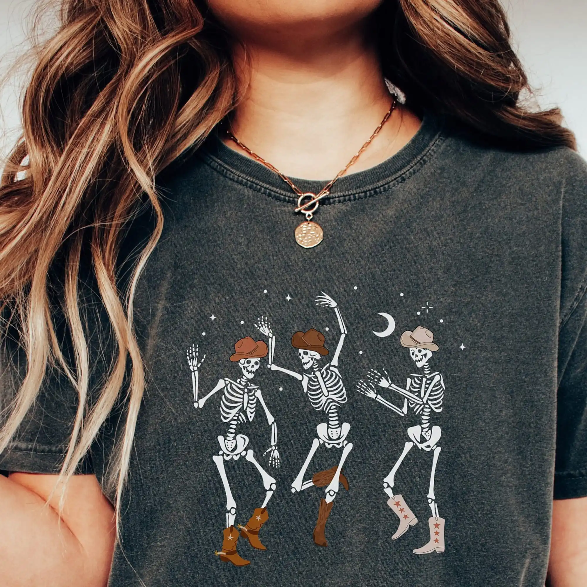 Танцевальные скелеты футболка удобные цвета топ скелет Cowgirl большие размеры