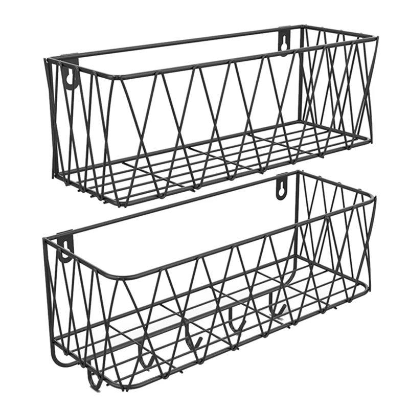 

Adhesive Shower Caddy Basket Shelf Bathroom Shampoo Organizer Shelves Kitchen Storage Rack No Drilling 2 Pack (Black)