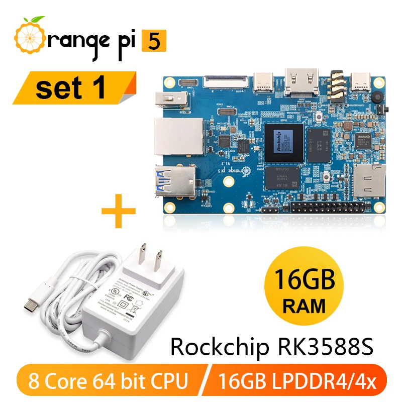 

Оранжевый Pi 5 16 Гб ОЗУ + 5 В 4 а источник питания типа C, одинарная плата, телефон RK3588S, внешний Wi-Fi + BT SSD, оранжевый, Pi5 SBC