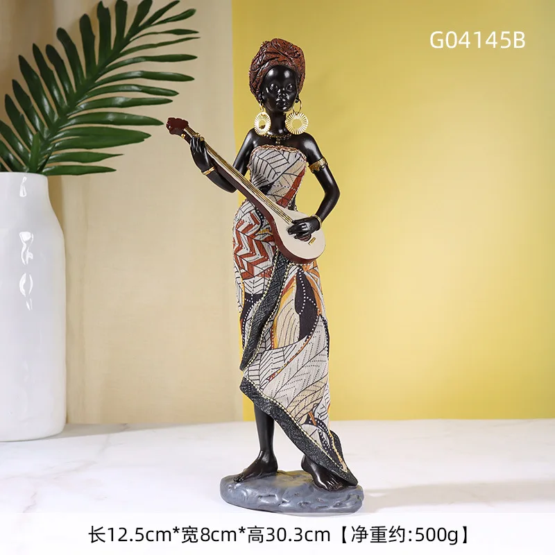 African Tribal Exotic Ornament Home Decoration Accessories Black Woman Love Music Vintage Ornaments Desk Decoration Figurine images - 6