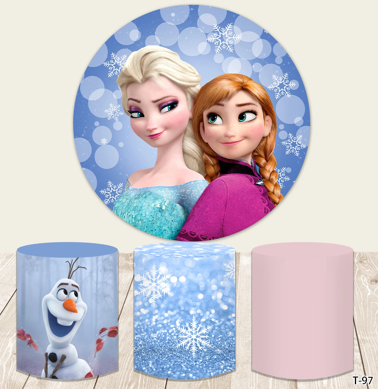 

Disney Frozen Round Party Backdrop Princess Elsa Anna Theme Birthday Party Wall Decorations Customized Photozone Prop