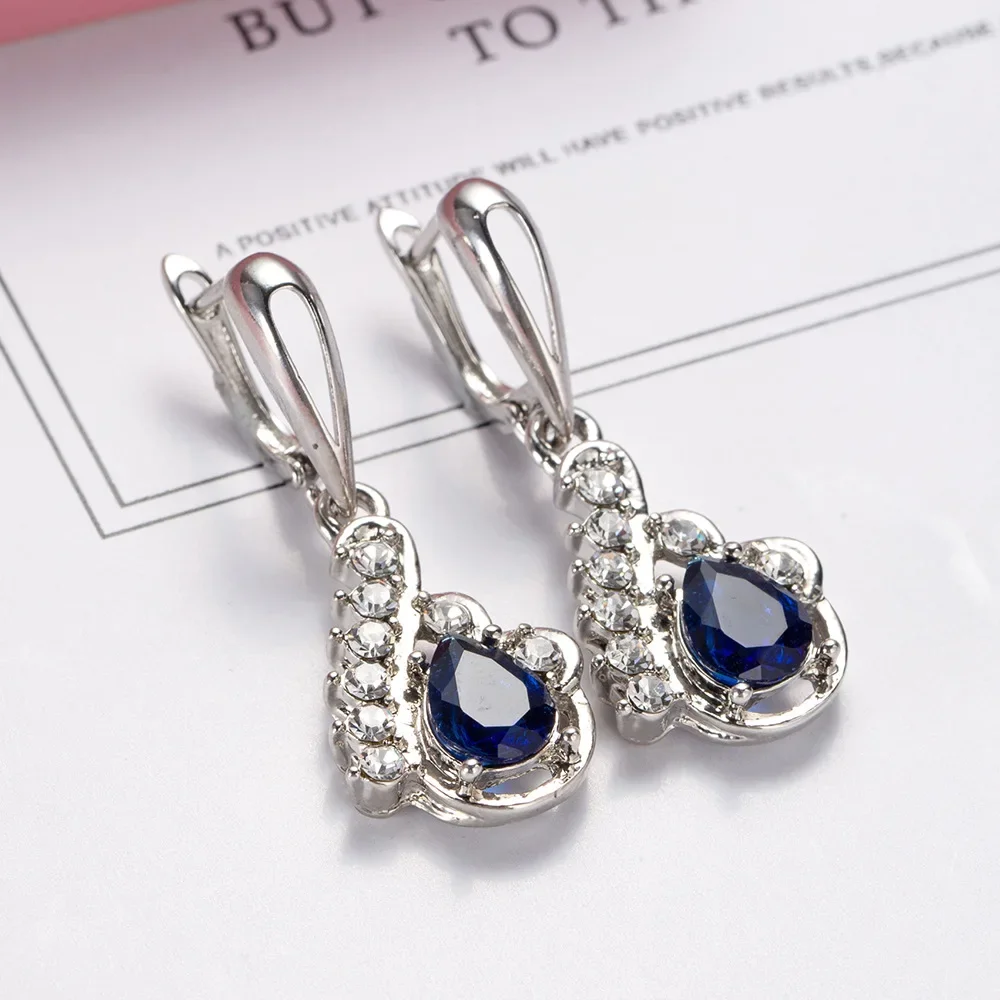 SODORV винтажные ювелирные изделия с синим цирконом обручальные свадебные серьги