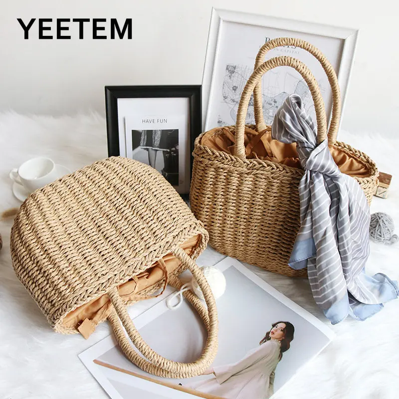 

Handmade Straw Shoulder Bag Summer Holiday Beach Woven Handbag Leisure Bobemian Lady Hand Bags