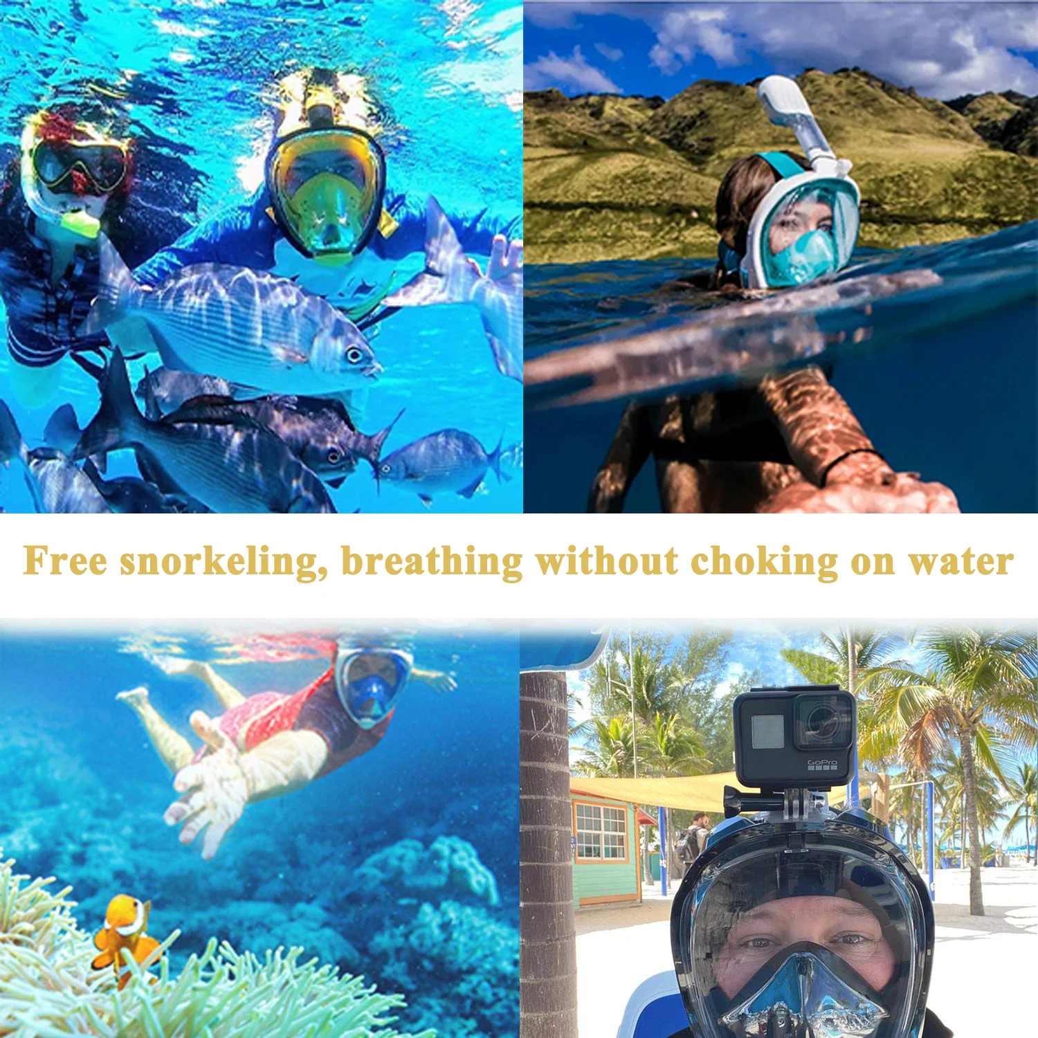 Противотуманная маска для подводного плавания полнолицевая взрослых и детей