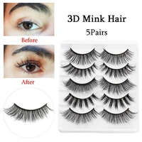 5 pairs eye makeup tools multilayer wispy fluffy handmade natural long thick cross false eyelashes 3d faux mink hair
