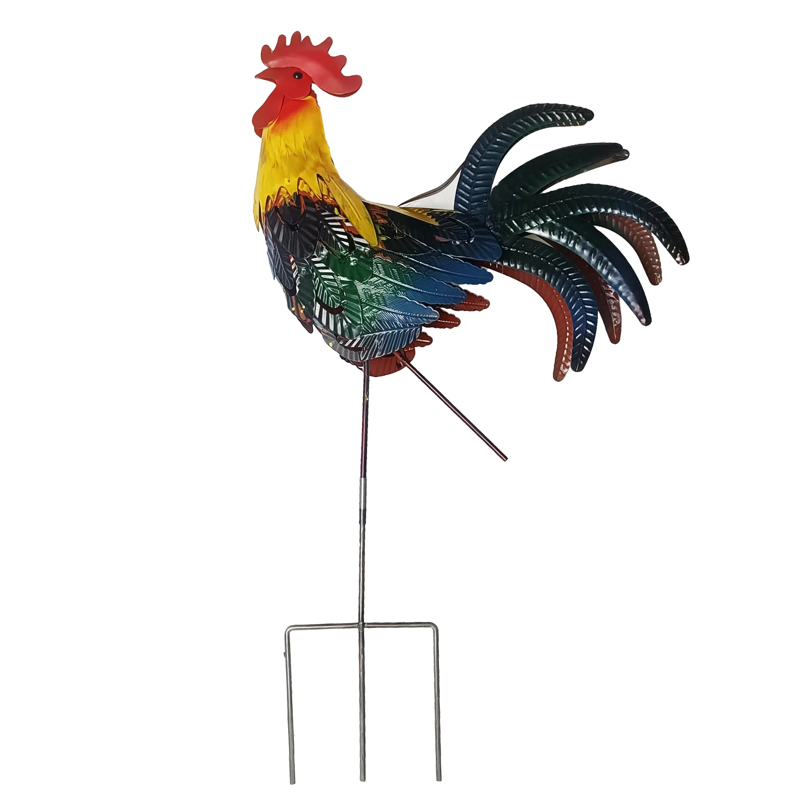 

Colorful For Patio Abstract Metal Carved Garden Ornament Long Lasting Family DIY Display Rooster Shaped Home Decor Farmhouse