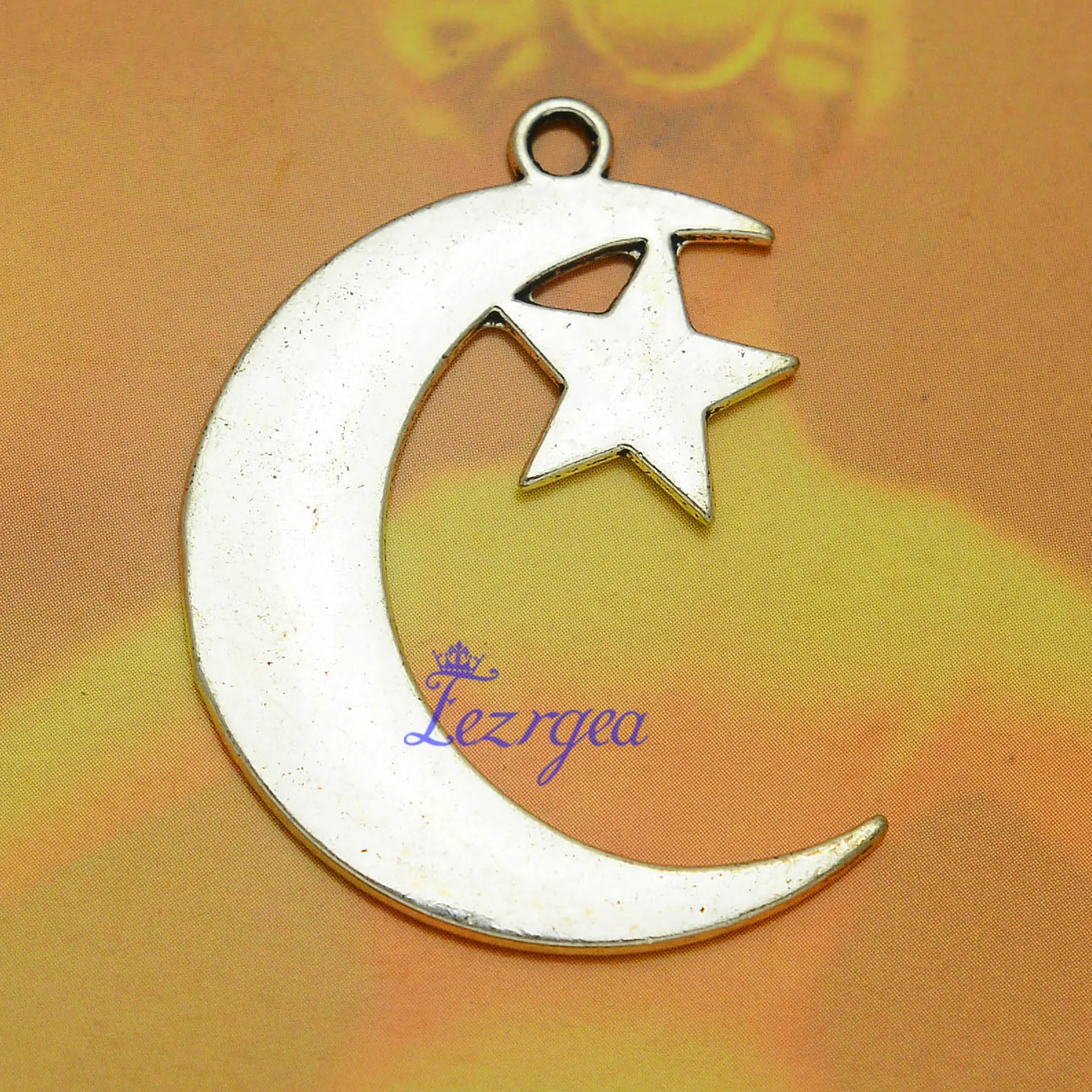 

5pcs/lot--44x33mm Antique Silver Plated/Bronze Plated Moon and Star Charms Pendants DIY Necklace Supplies Jewelry Accessories
