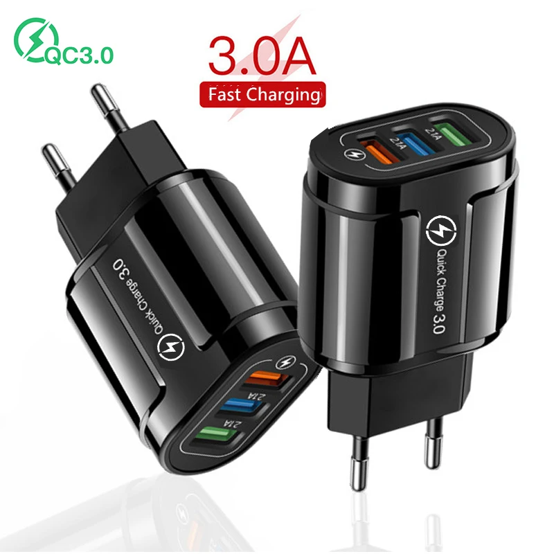 Universal Quick Charge 3.0 Wall USB Charger 18W Fast Charging Adapter For iPhone Samsung Phone Tablets EU US 3 Port USB Chargers Universal Quick Charge 3.0 Wall USB Charger 18W Fast Charging Adapter For iPhone Samsung Phone Tablets EU US 3 Port USB Chargers