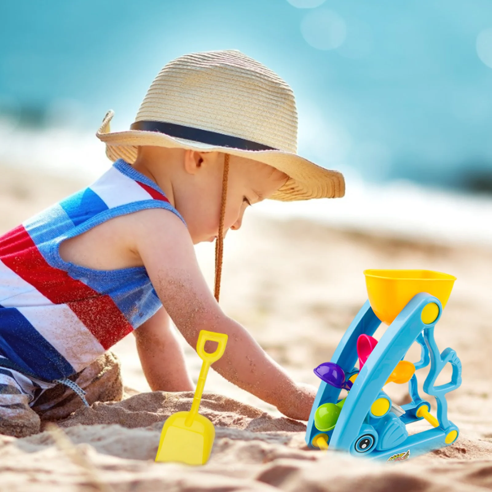 Baby Beach Toy Summer Outdoor Toy Truck Set Beach Toy For Children Sand Set Spade Rake Sandpit Bucket Sandglasses Shovel Tool