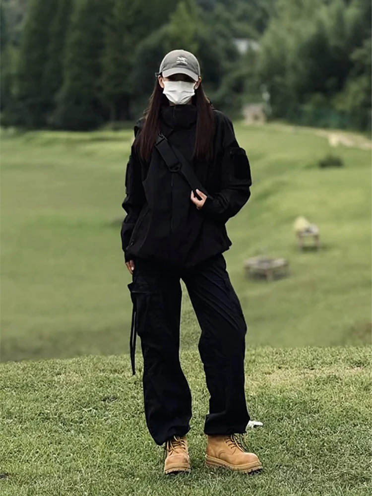 Американские черные комбинезоны Мужская Черная куртка воина подходящие брюки