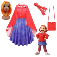2022 turning red kids suspender dress princess girls cartoon cosplay carnival party costume clothes sets clothing glove bag
