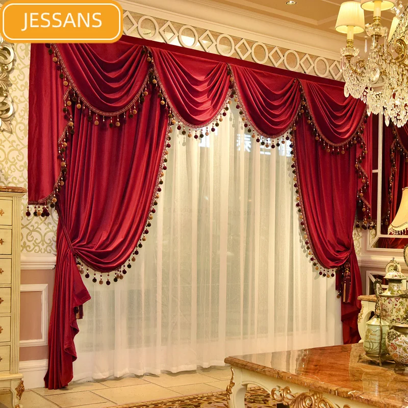 

High-end European-style Curtains Luxury Blackout Curtains Gauze Curtains for Living Room and Bedroom Customized Products