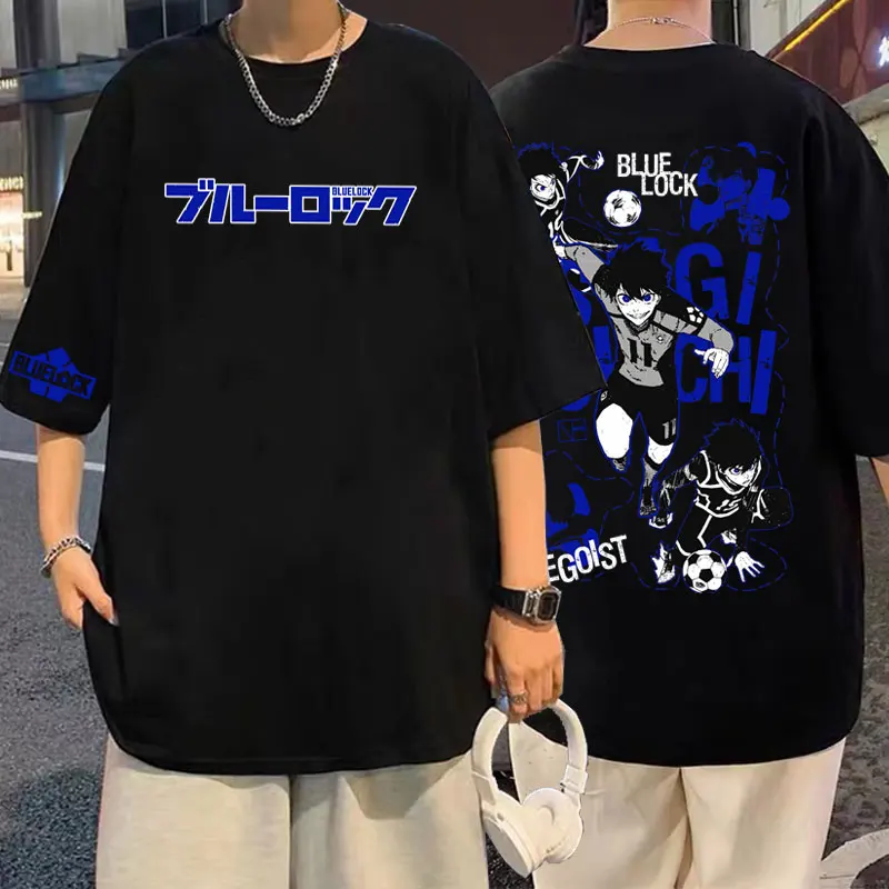 

Japanese Anime Blue Lock Isagi Yoichi Tshirt Men Women Manga Quality Oversized Cotton Tees Football Double Sided Print T-shirts