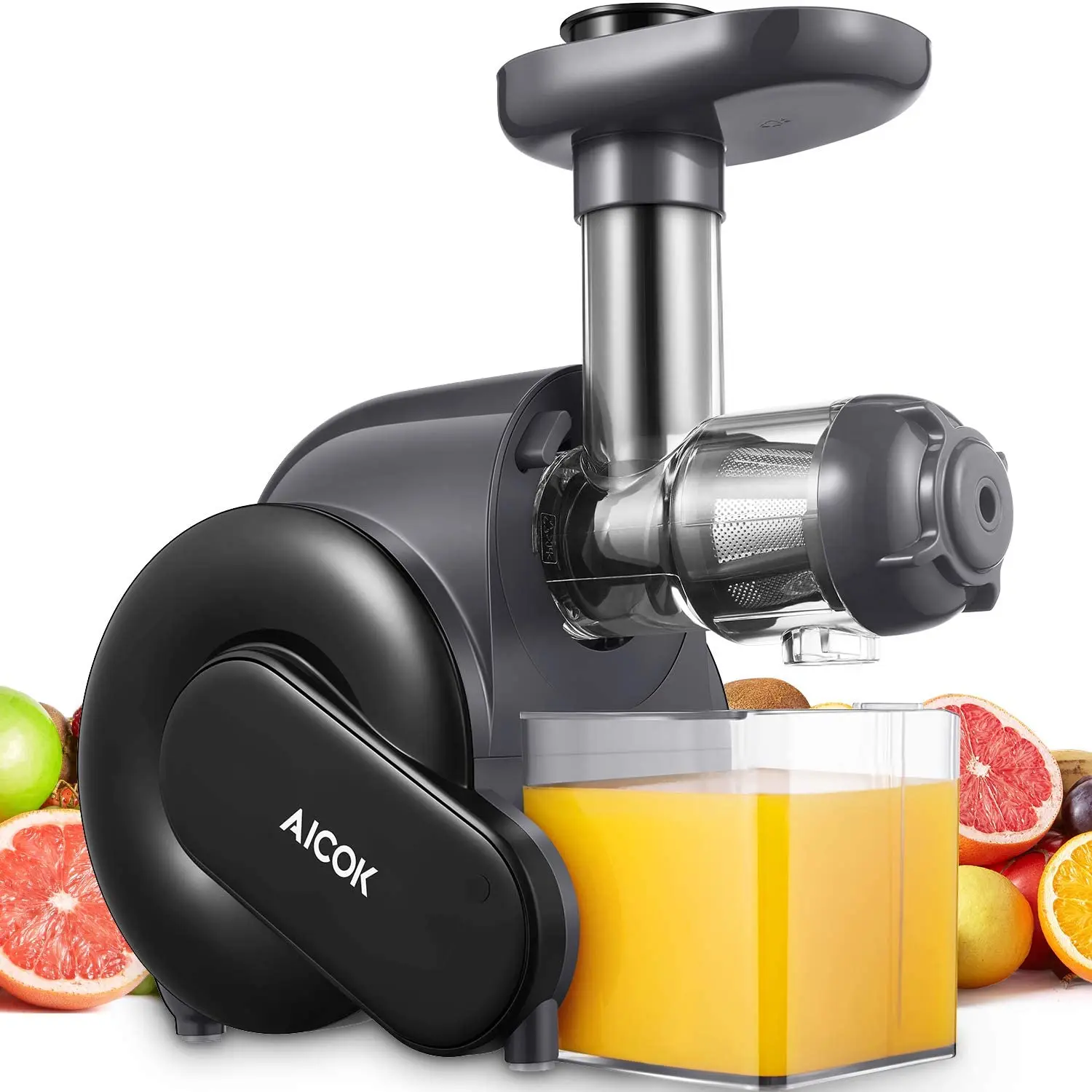 AICOK Electric Juicer Machine Slow Masticating Juicer Quiet Motor W/ Recipes Safe Lock,2-Speed