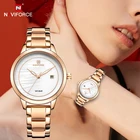 Часы наручные NAVIFORCE женские кварцевые, роскошные элегантные модные спортивные водонепроницаемые из нержавеющей стали с браслетом