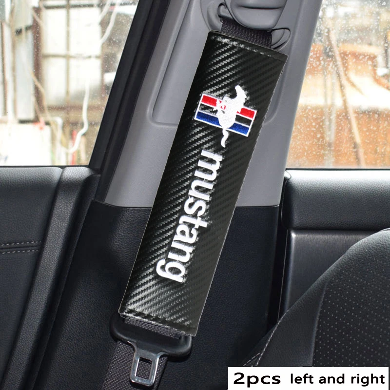 

For Ford MUSTANG Auto Accessories Carbon Fiber Leather Car Safety Belt Shoulder Cover Breathable Protection Cushion Protector