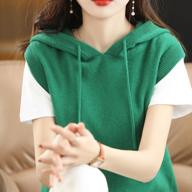 

여성용 니트 후드 조끼 베스트 v007