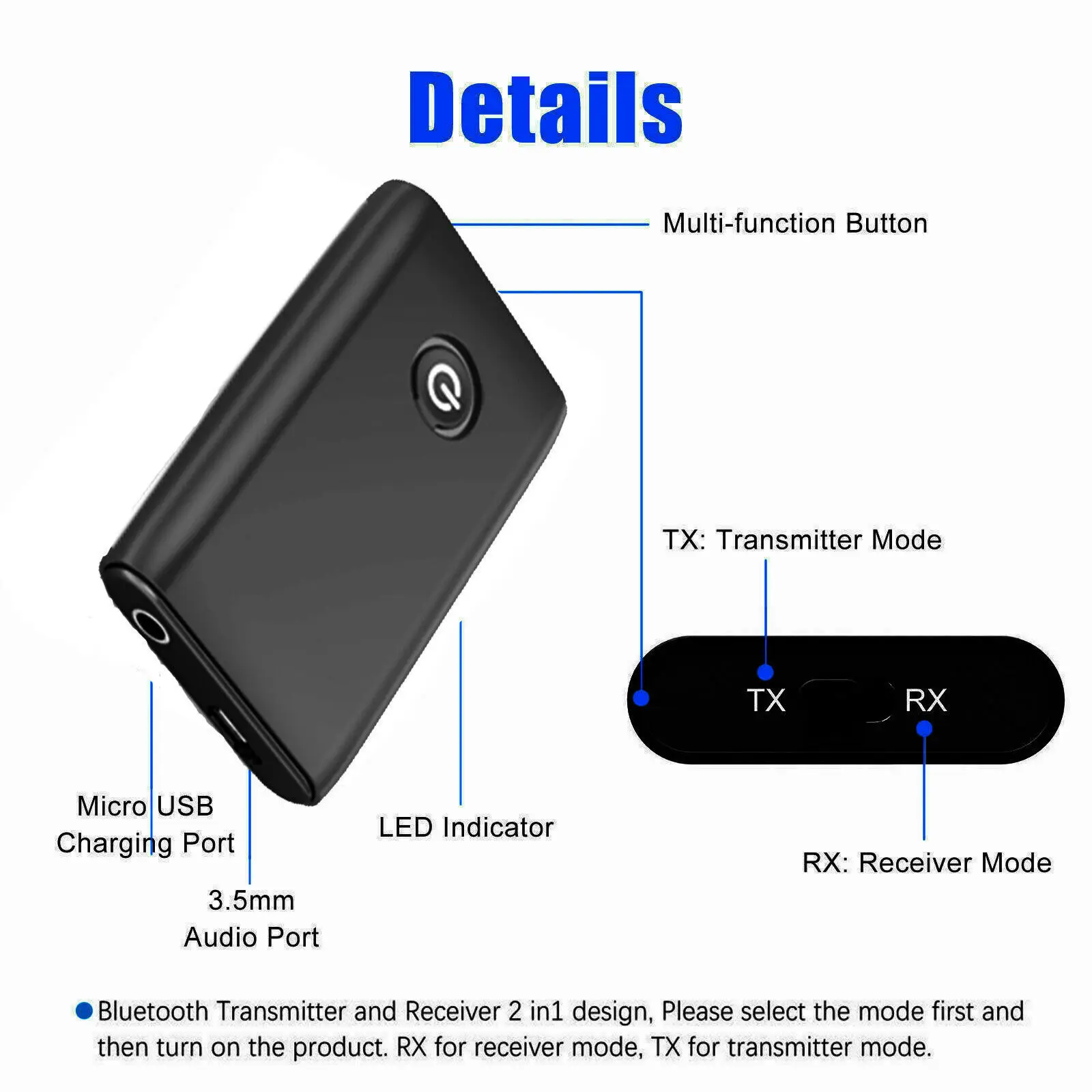 

B10S Bluetooth Adapter 5.0 Bluetooth Transmitter Receiver 2-in-1 3.5MM Computer TV Speaker