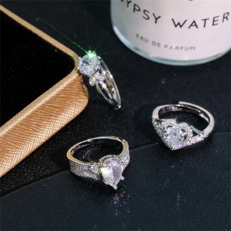 Женское кольцо регулируемое искусственный циркон для отдыха милое