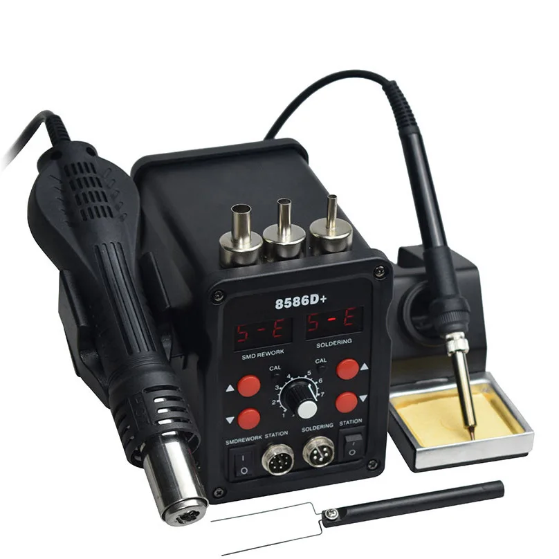 8586D+ 2 in 1 digital display hot air gun soldering station rework station electric soldering iron welding repair tool