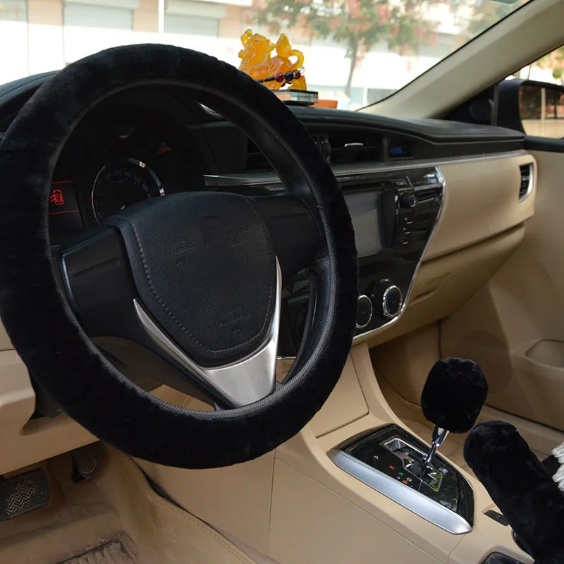 

Plush Car Steering Wheel Cover Universal Warm Faux Fur Steer Protector Covers For Woman Man Winter Car Accessories