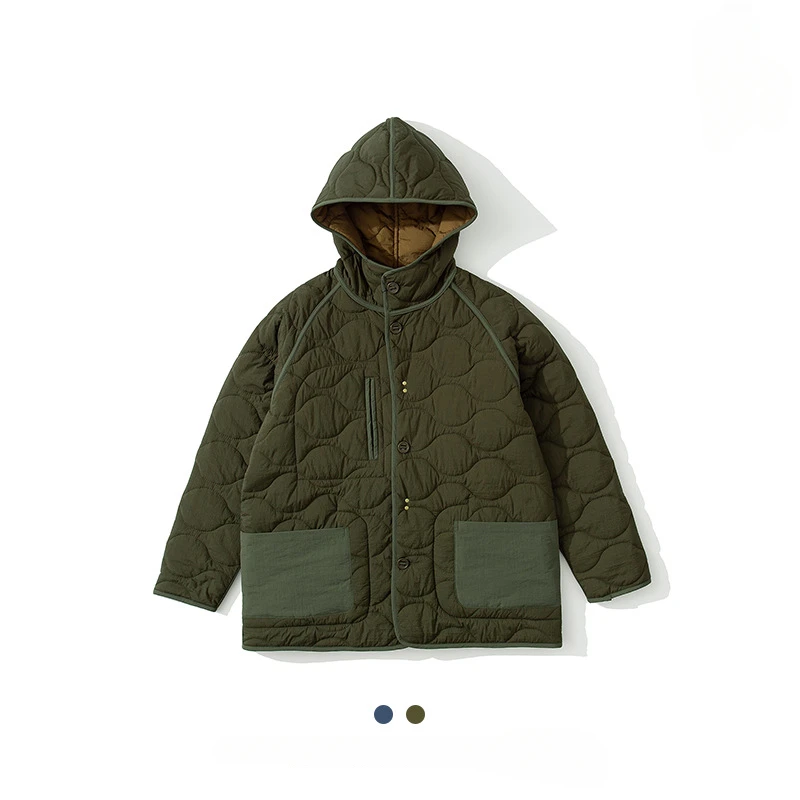 

Двухсторонняя Мужская куртка с капюшоном, однотонная Теплая стеганая хлопковая свободная ветрозащитная длинная куртка с капюшоном, винтажные повседневные модные зимние пальто