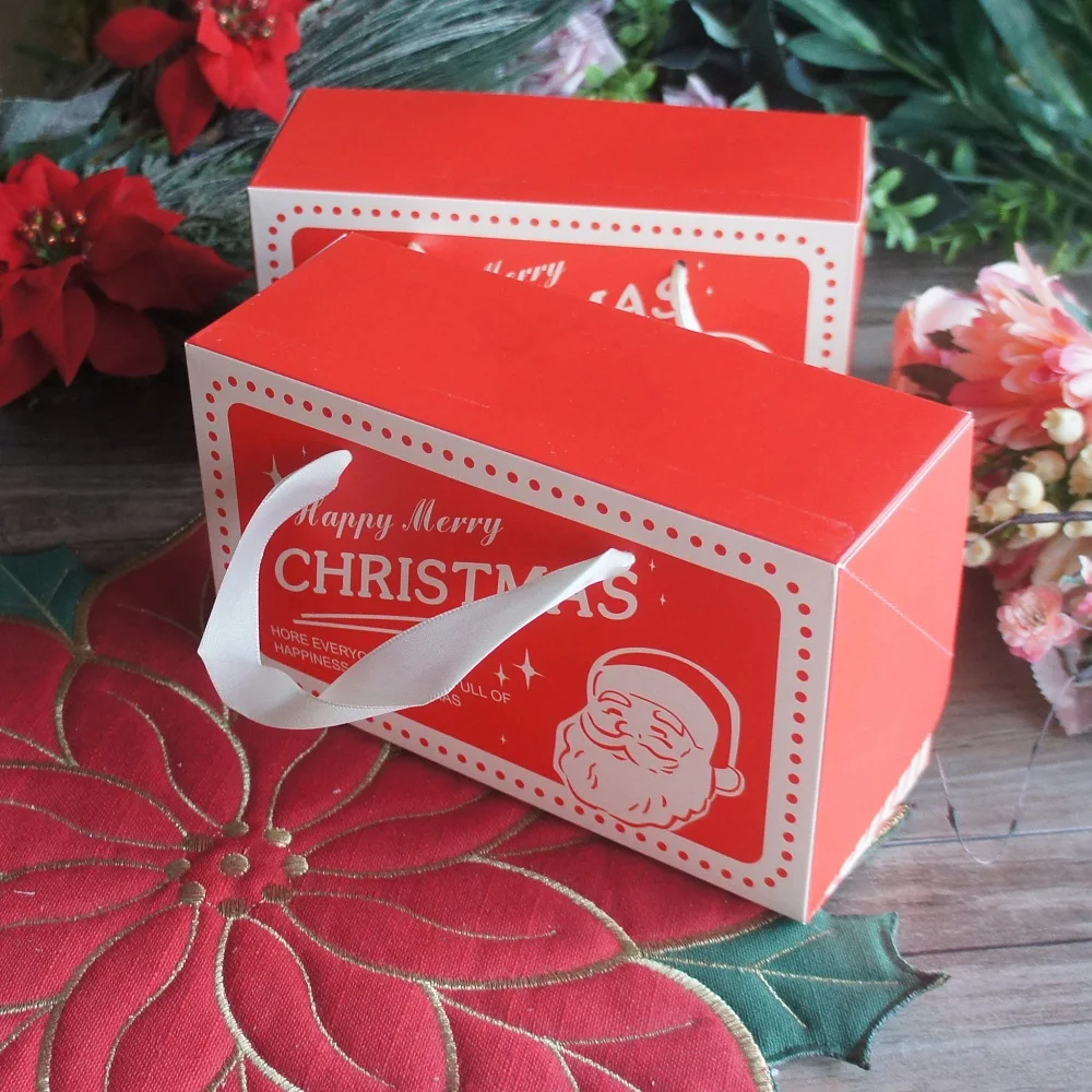 Рождественский красный чемодан с Санта-Клаусом 10 шт. бумажная коробка ручкой