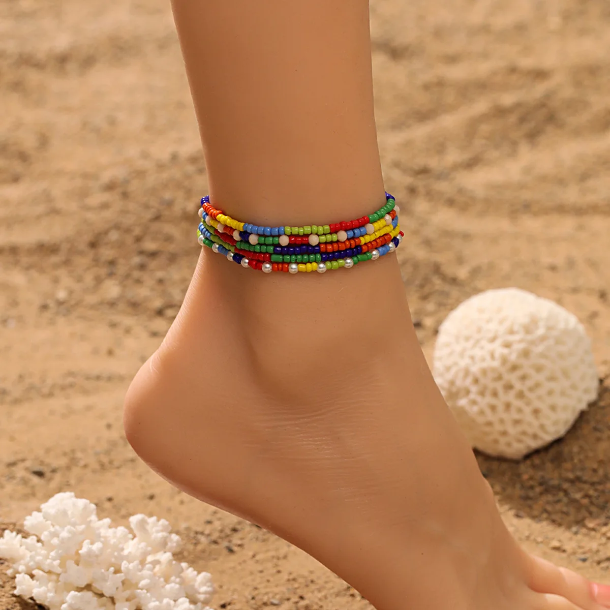 

Handmade Bead Anklets For Women Acrylic Ankle Bracelet Beach Charm Foot Chain Summer Jewelry Gift Tobilleras
